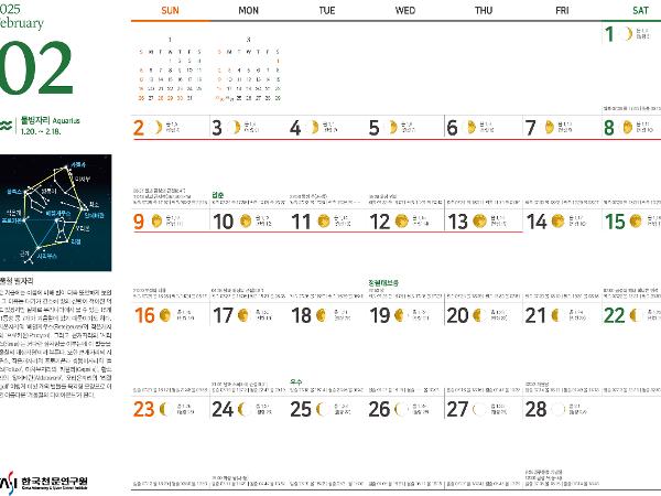 2025년 2월의 천문력