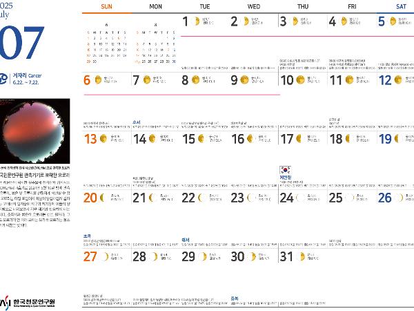 2025년 7월의 천문력