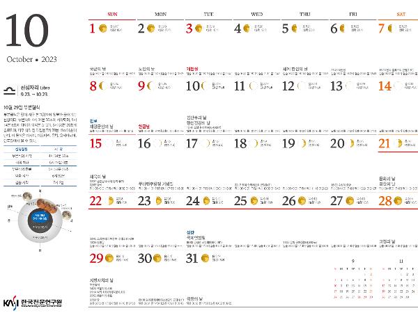 2023년 10월의 천문력
