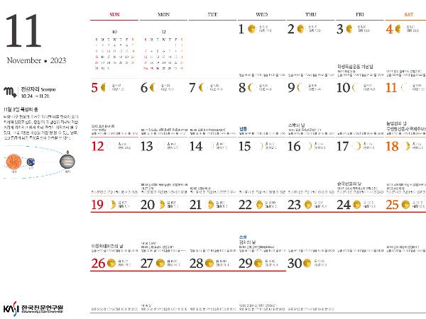 2023년 11월의 천문력